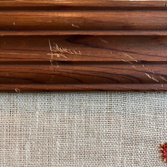 VTG Rooster Liquid Embroidery Woven Linen Pen Art w/Beaded Embellishment - Picture 10 of 12